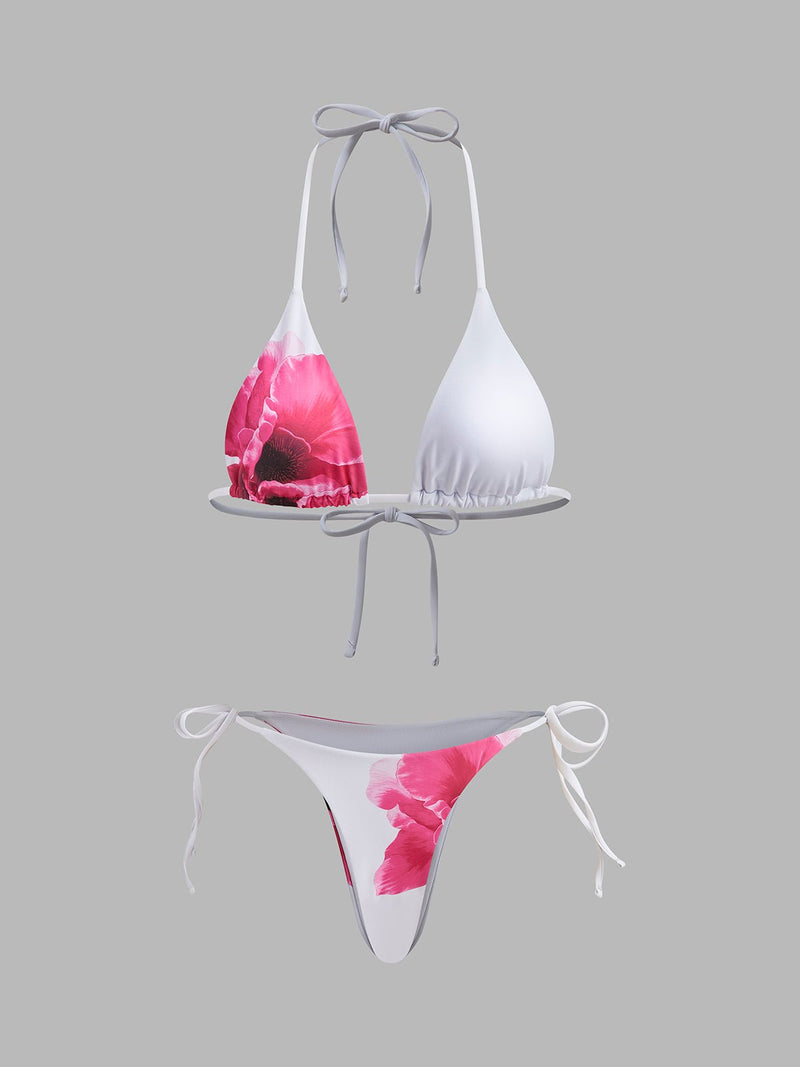 Cazip Çiçekli Bikini Seti, Şeffaf Etek ile Birlikte - Phentora