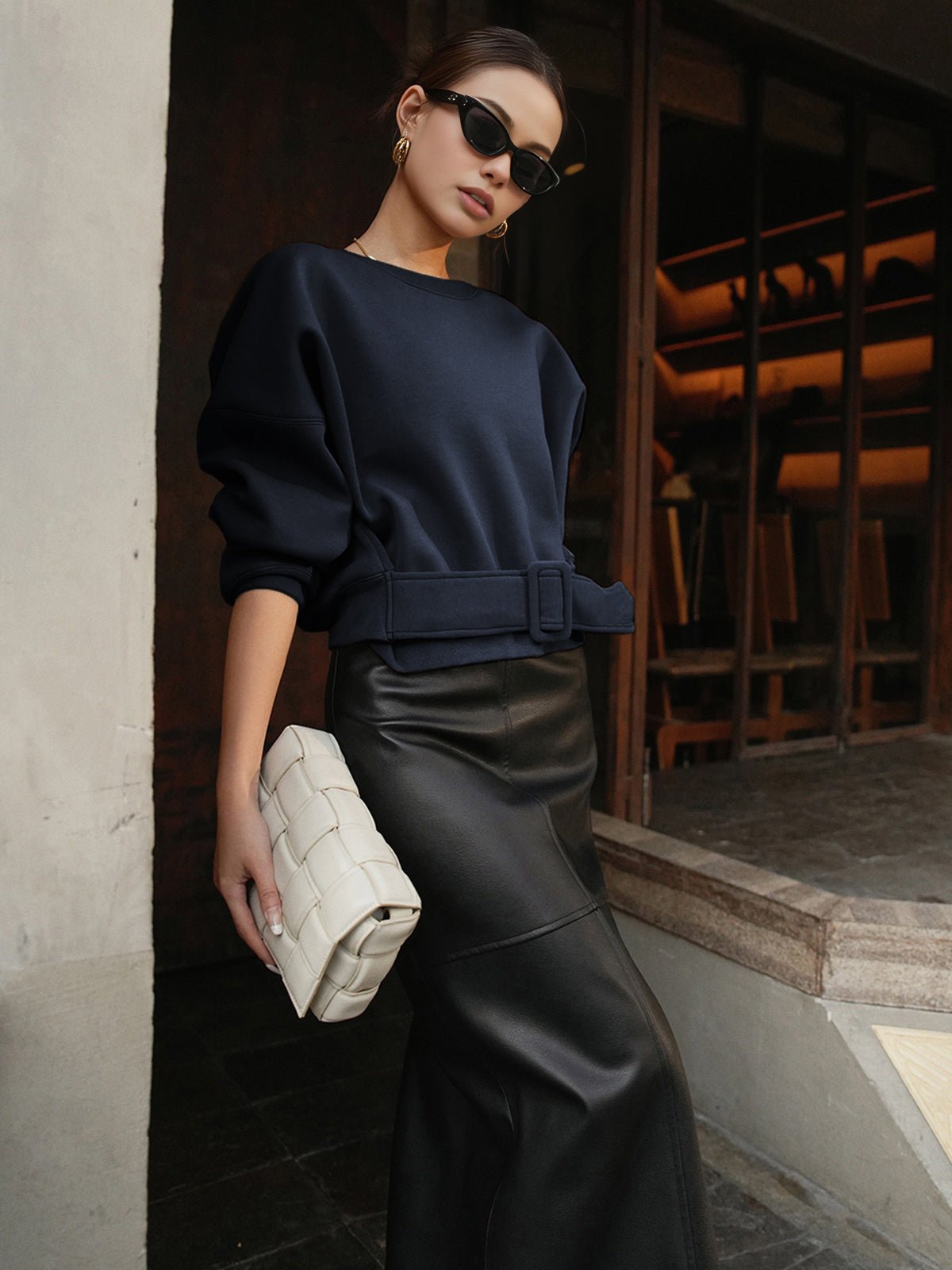 Kemerli Kısa Sweatshirt - Phentora