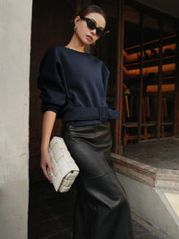 Kemerli Kısa Sweatshirt - Phentora