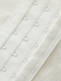 Çiçek Desenli Semi - Sheer Tül Dantel Crop Korse Üst - Phentora