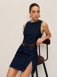 Denim Shift Elbise Without Belt - Phentora
