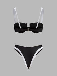 Şık Kontrast Süslemeli Kesik Bikini Takımı - Phentora