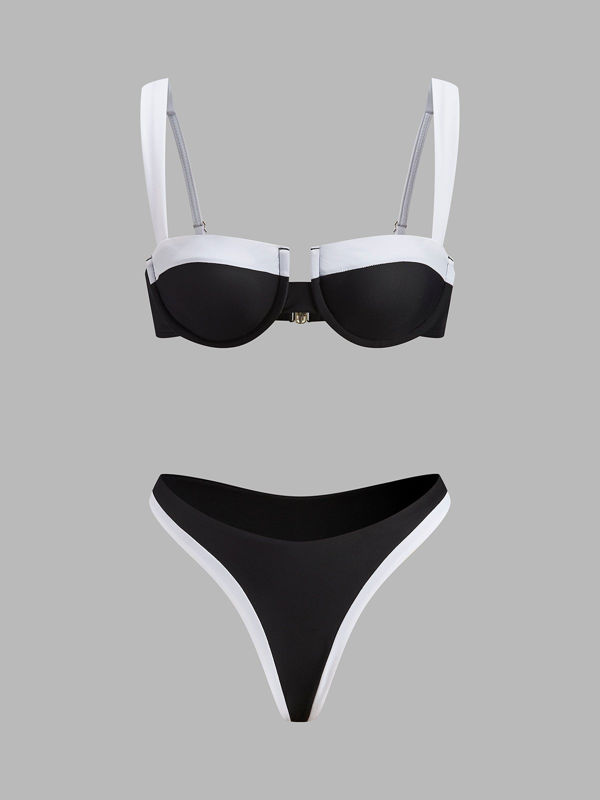 Şık Kontrast Süslemeli Kesik Bikini Takımı - Phentora