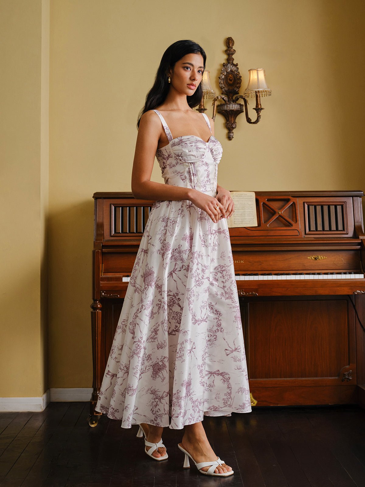 Toile Desenli Korse Elbise - Phentora