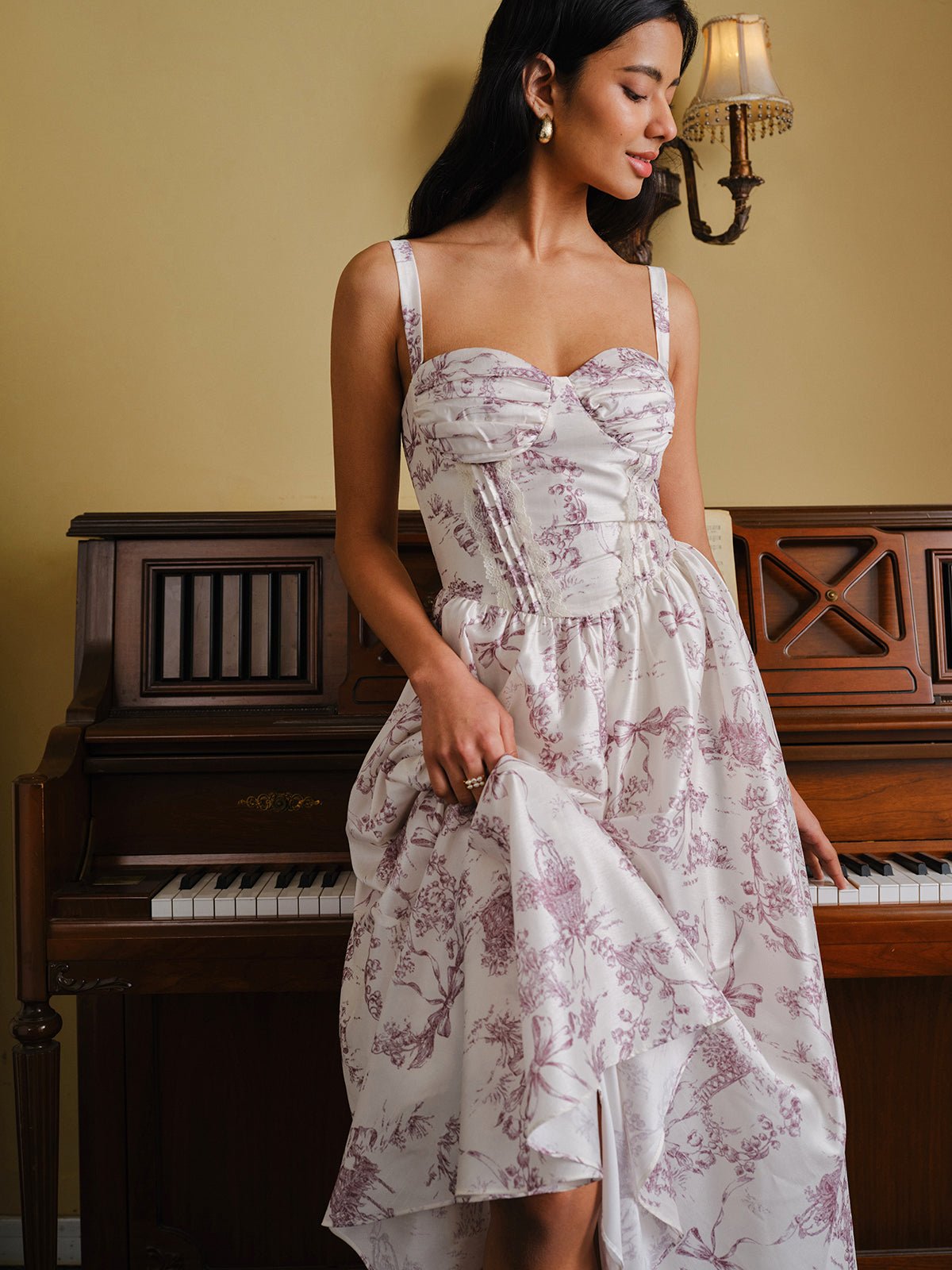 Toile Desenli Korse Elbise - Phentora