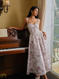 Toile Desenli Korse Elbise - Phentora