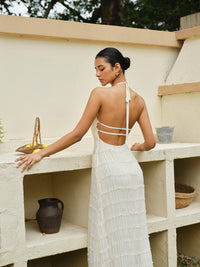 Boyundan Bağlamalı Strappy Back Fırfırlı Elbise - Phentora