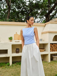 Checkerboard Fiyonk Detaylı Back Crop Üst - Phentora