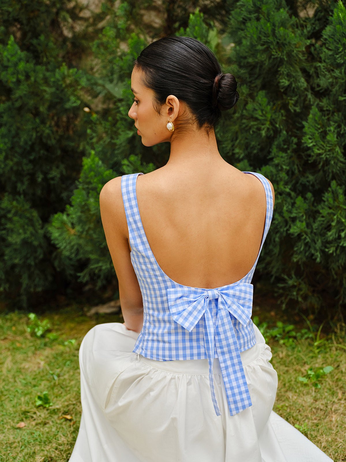 Checkerboard Fiyonk Detaylı Back Crop Üst - Phentora