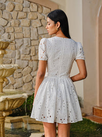 Pamuklu Eyelet Puff Sleeve Elbise - Phentora