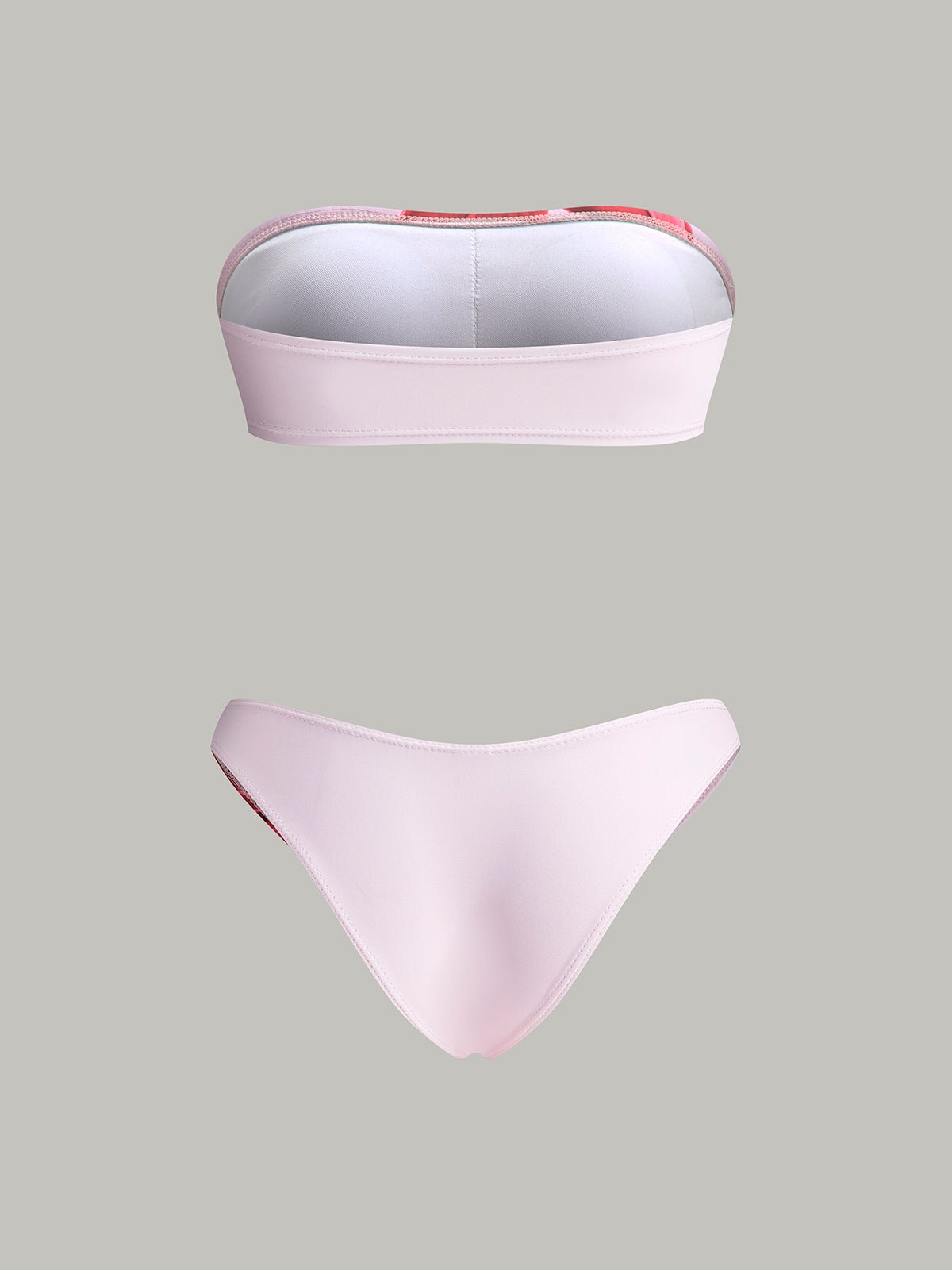Şık Kapama Eteği ile Sevimli Çiçek Desenli Bandeau Bikini Seti - Phentora