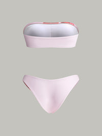 Şık Kapama Eteği ile Sevimli Çiçek Desenli Bandeau Bikini Seti - Phentora