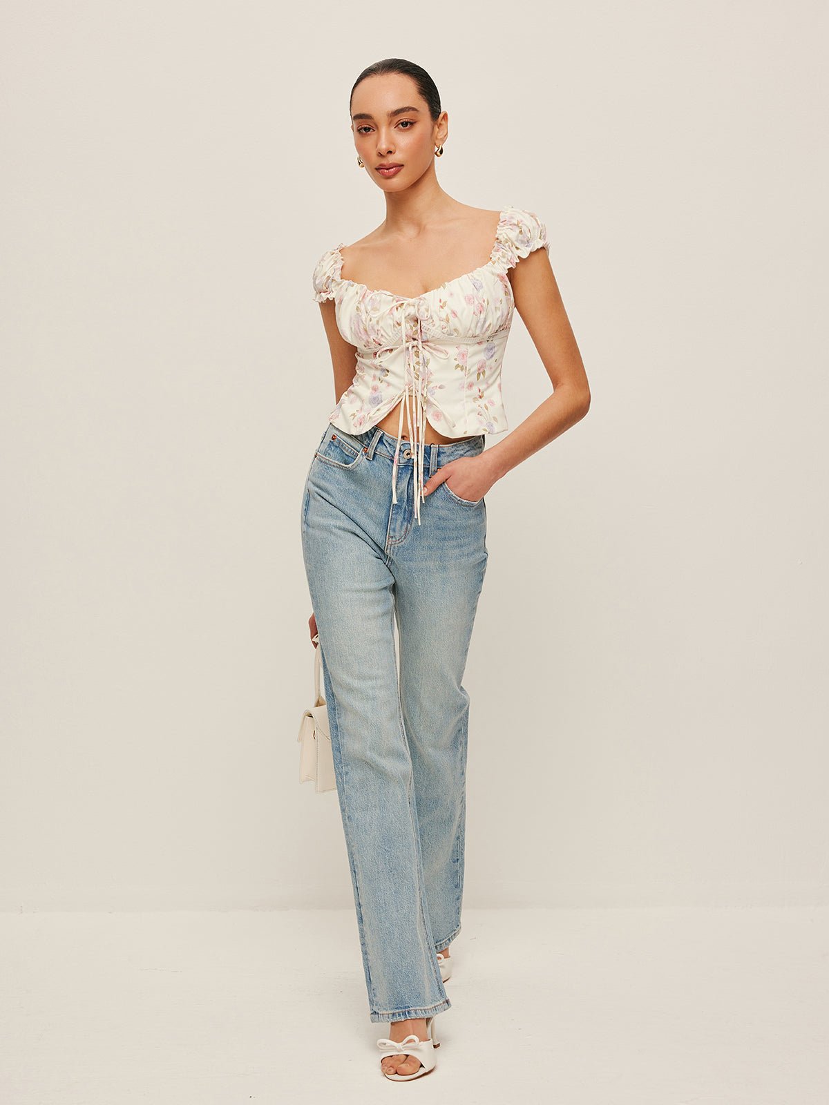 Fırfırlı Sleeve Bağlamalı - Front Bustier Üst - Phentora
