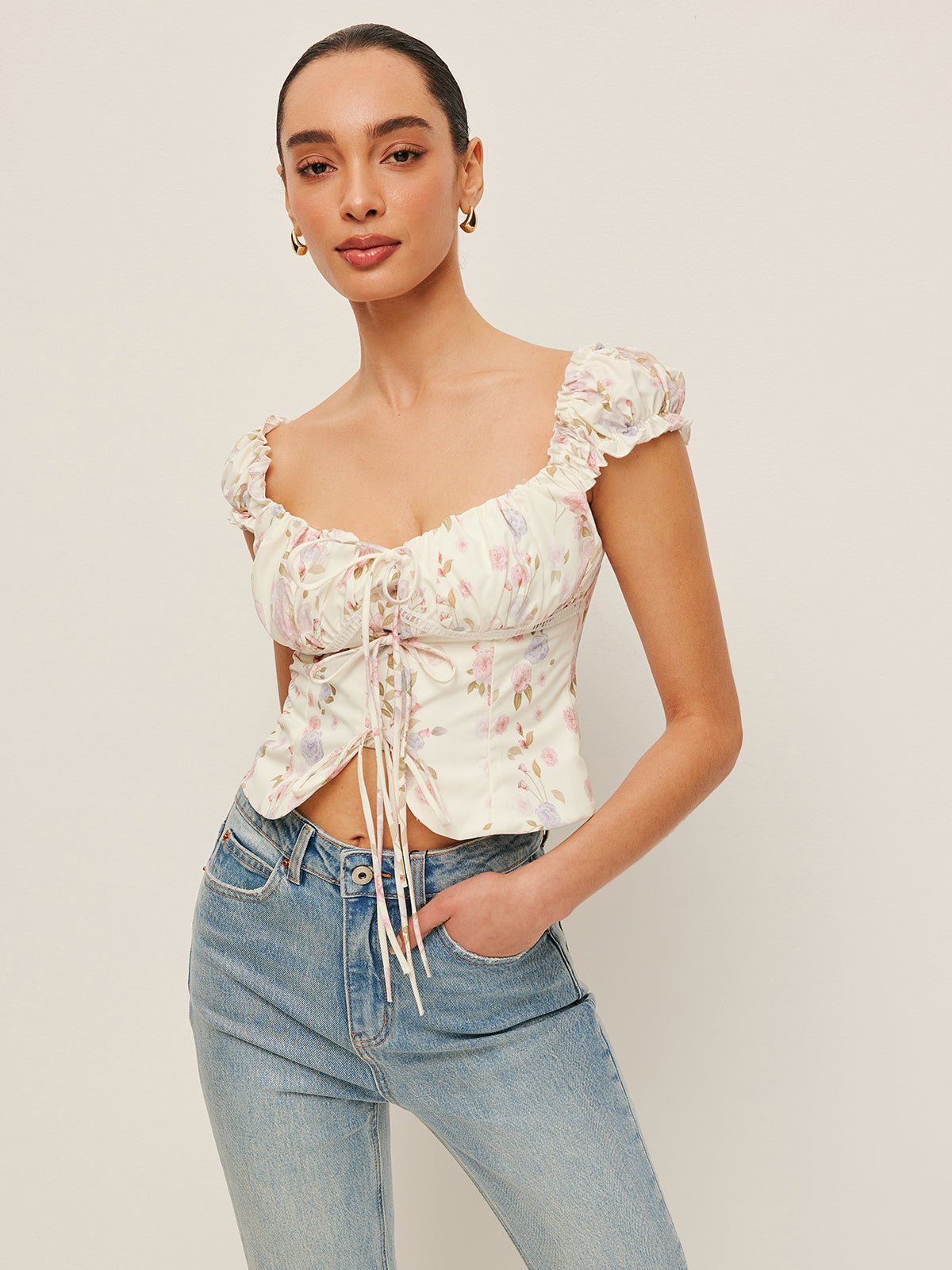 Fırfırlı Sleeve Bağlamalı - Front Bustier Üst - Phentora