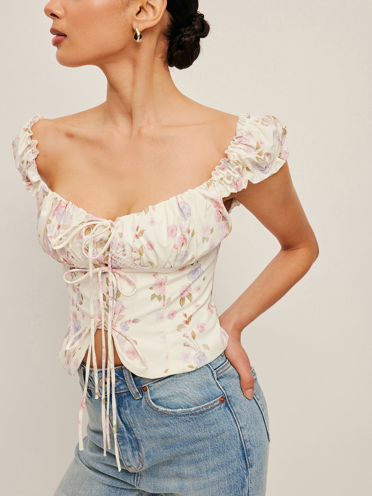 Fırfırlı Sleeve Bağlamalı - Front Bustier Üst - Phentora
