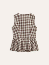 Gingham Bağlamalı - Front Peplum Üst - Phentora