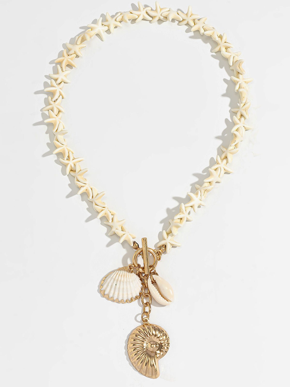 Şık Deniz Yıldızı ve Kabuk Kolye Boncuklu Necklace - Phentora