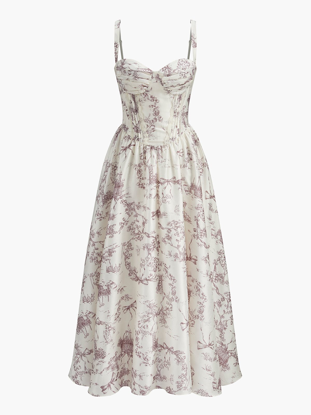 Toile Desenli Korse Elbise - Phentora