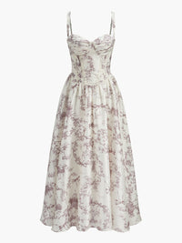 Toile Desenli Korse Elbise - Phentora