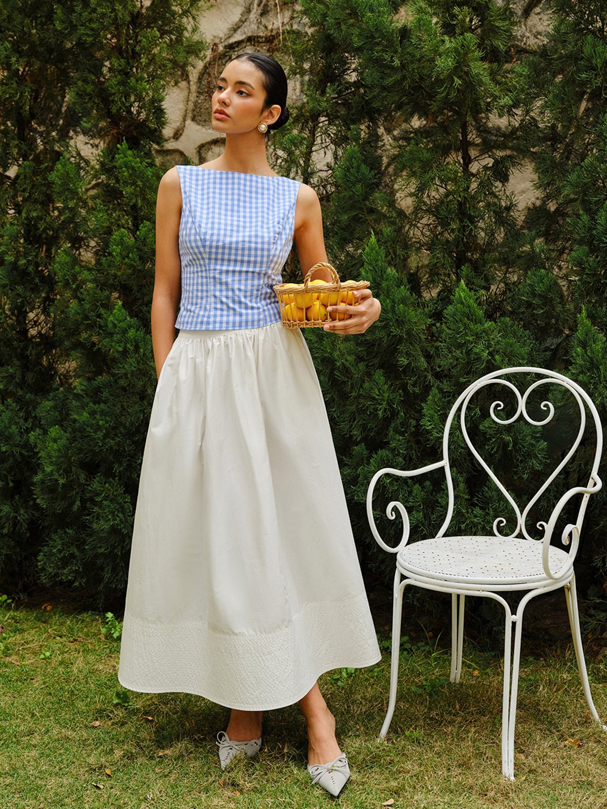 Checkerboard Fiyonk Detaylı Back Crop Üst - Phentora