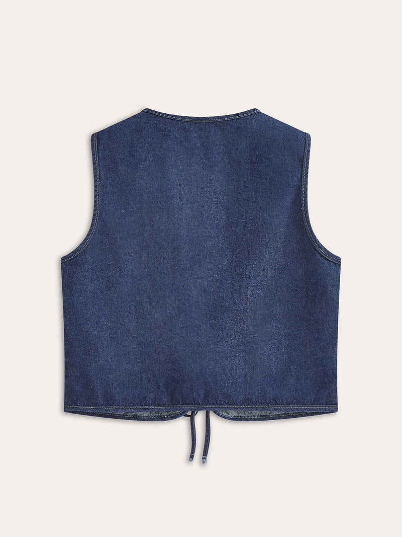 Vintage Denim Kravat Yelek - Phentora