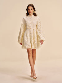 Dantel Bell - Sleeve Elbise With Belt - Phentora