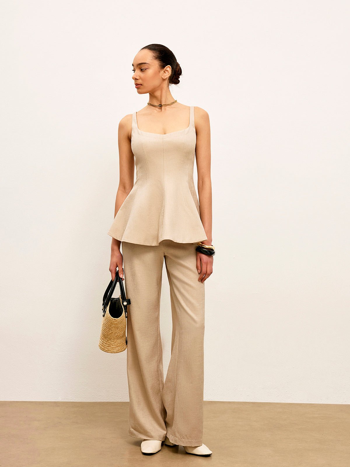 Back Fermuarlı Peplum İspanyol Paça Üst - Phentora