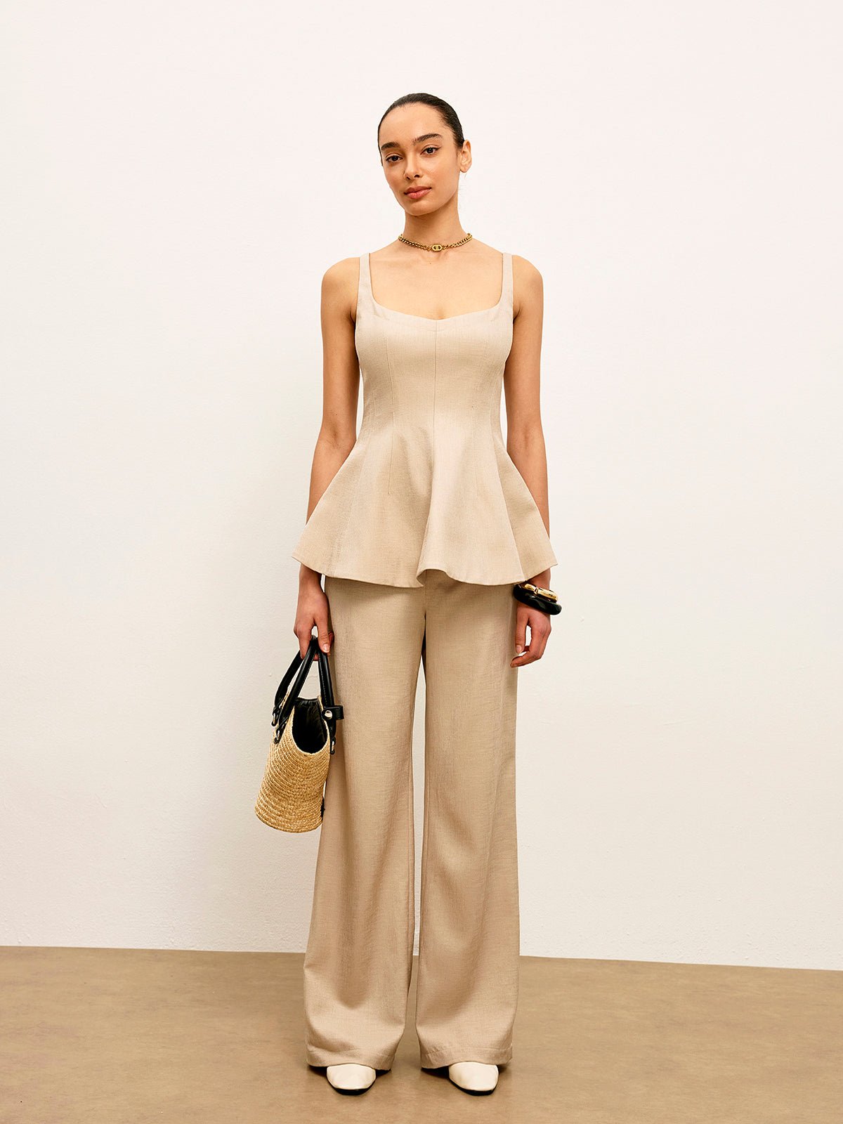 Back Fermuarlı Peplum İspanyol Paça Üst - Phentora