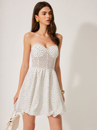 Semi - Sheer Polka Dot Elbise With Scarf Detaylı - Phentora