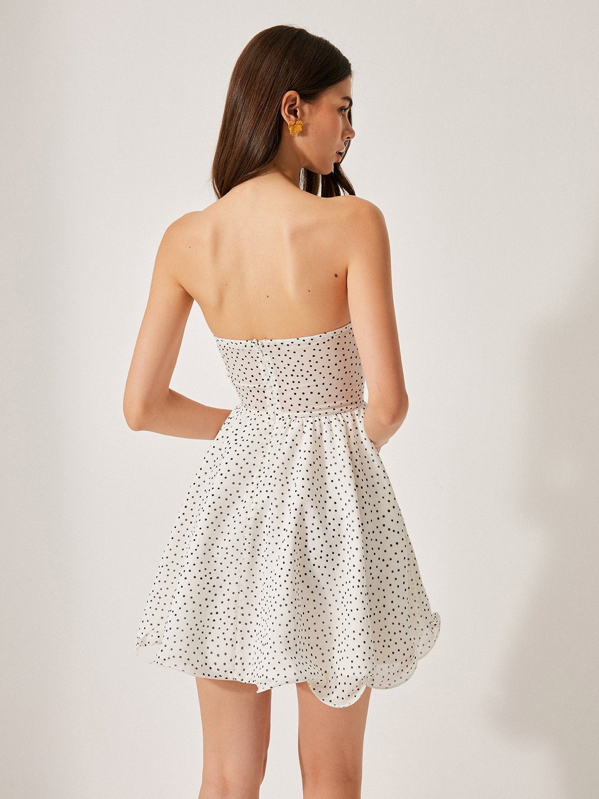 Semi - Sheer Polka Dot Elbise With Scarf Detaylı - Phentora