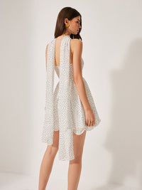 Semi - Sheer Polka Dot Elbise With Scarf Detaylı - Phentora