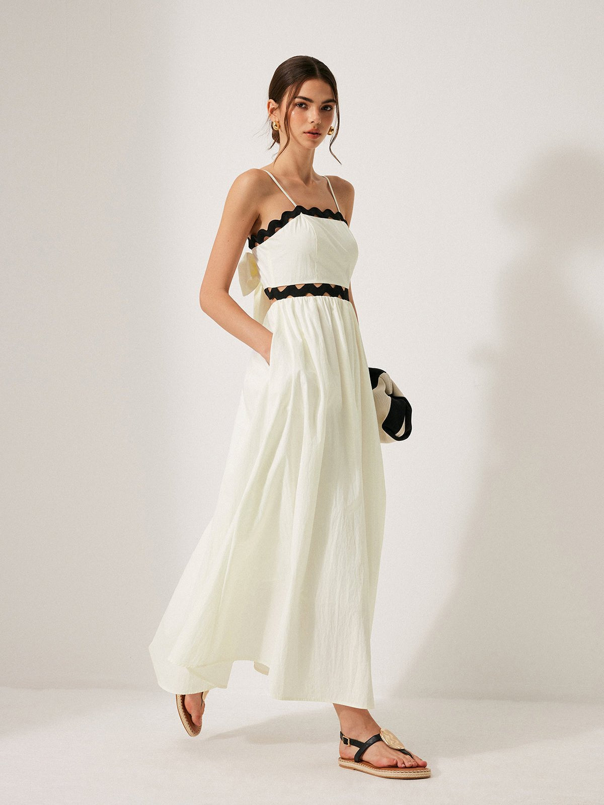 Scalloped Trim Back Bağlamalı Elbise - Phentora