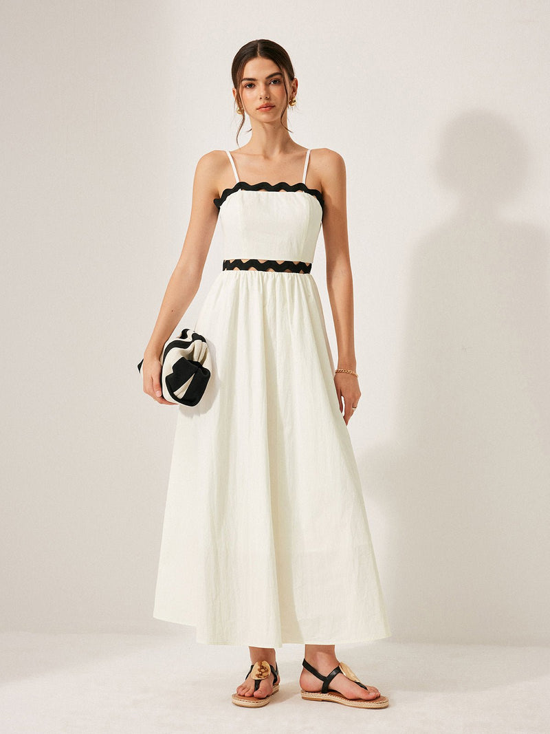 Scalloped Trim Back Bağlamalı Elbise - Phentora