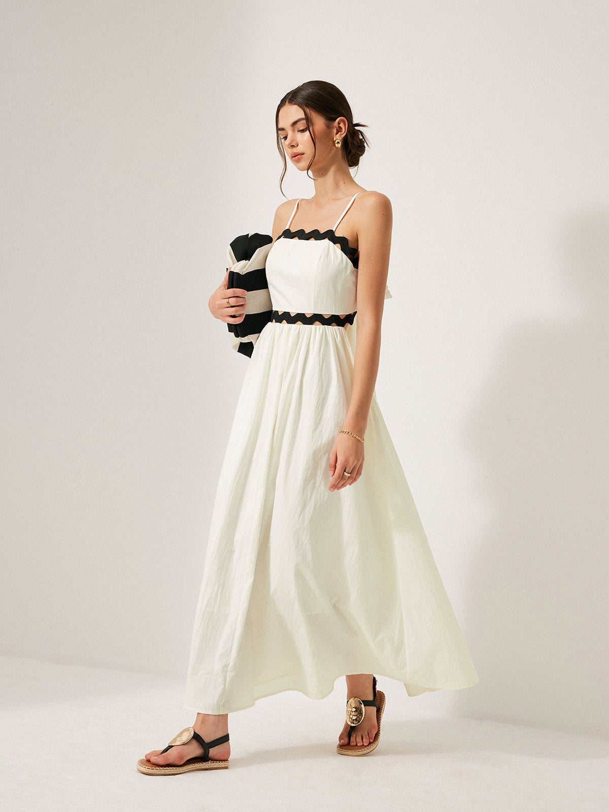 Scalloped Trim Back Bağlamalı Elbise - Phentora