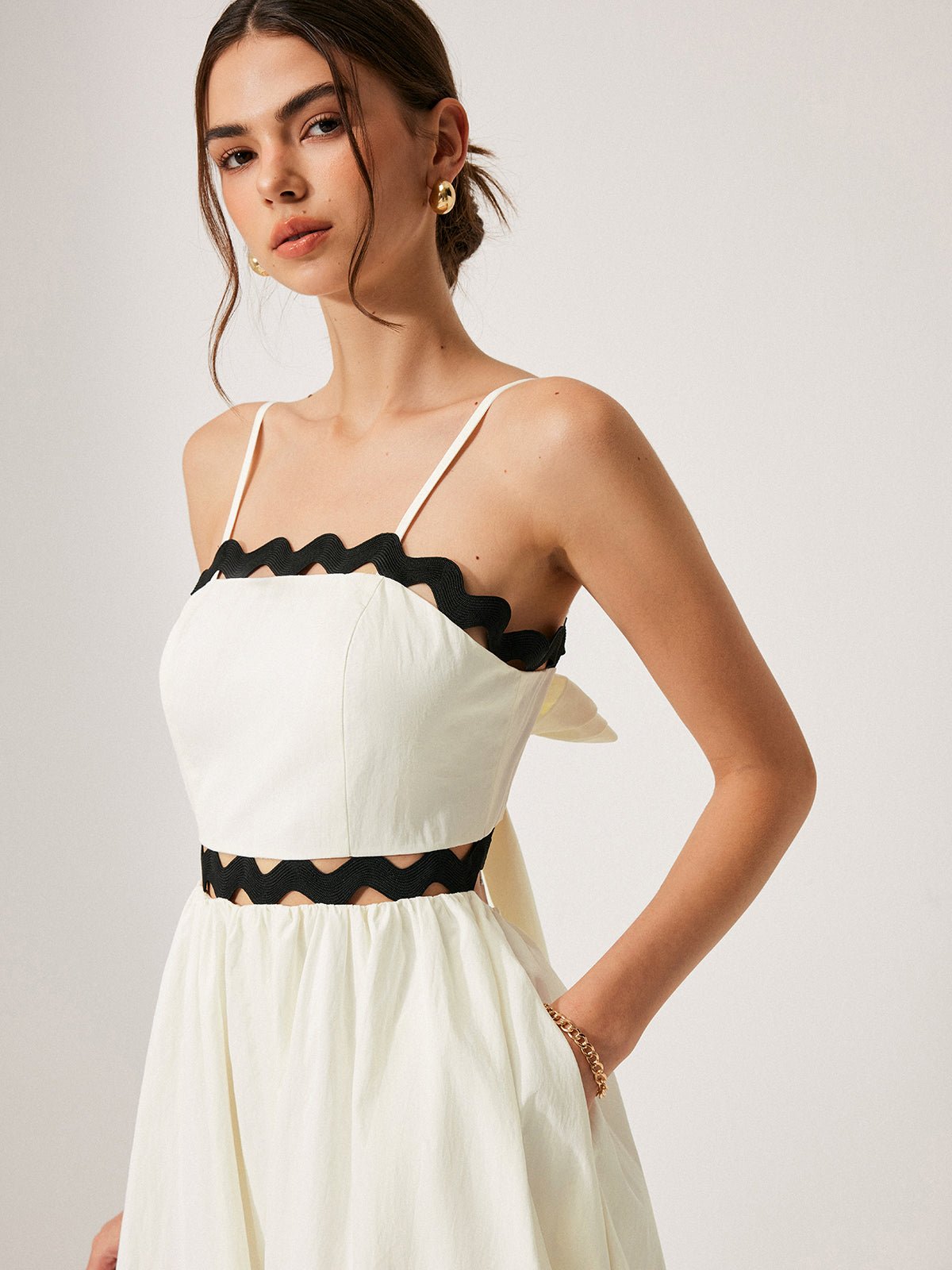 Scalloped Trim Back Bağlamalı Elbise - Phentora