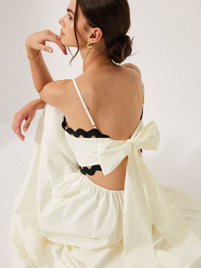 Scalloped Trim Back Bağlamalı Elbise - Phentora