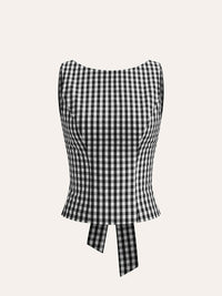 Checkerboard Fiyonk Detaylı Back Crop Üst - Phentora