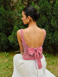 Checkerboard Fiyonk Detaylı Back Crop Üst - Phentora