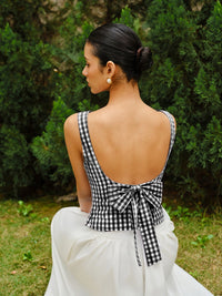Checkerboard Fiyonk Detaylı Back Crop Üst - Phentora