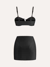 Golden Detaylı Bikini Takım With Cover - Up Etek - Phentora