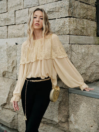 Semi - Sheer Dantel Şifon Bluz - Phentora