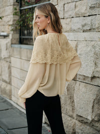 Semi - Sheer Dantel Şifon Bluz - Phentora