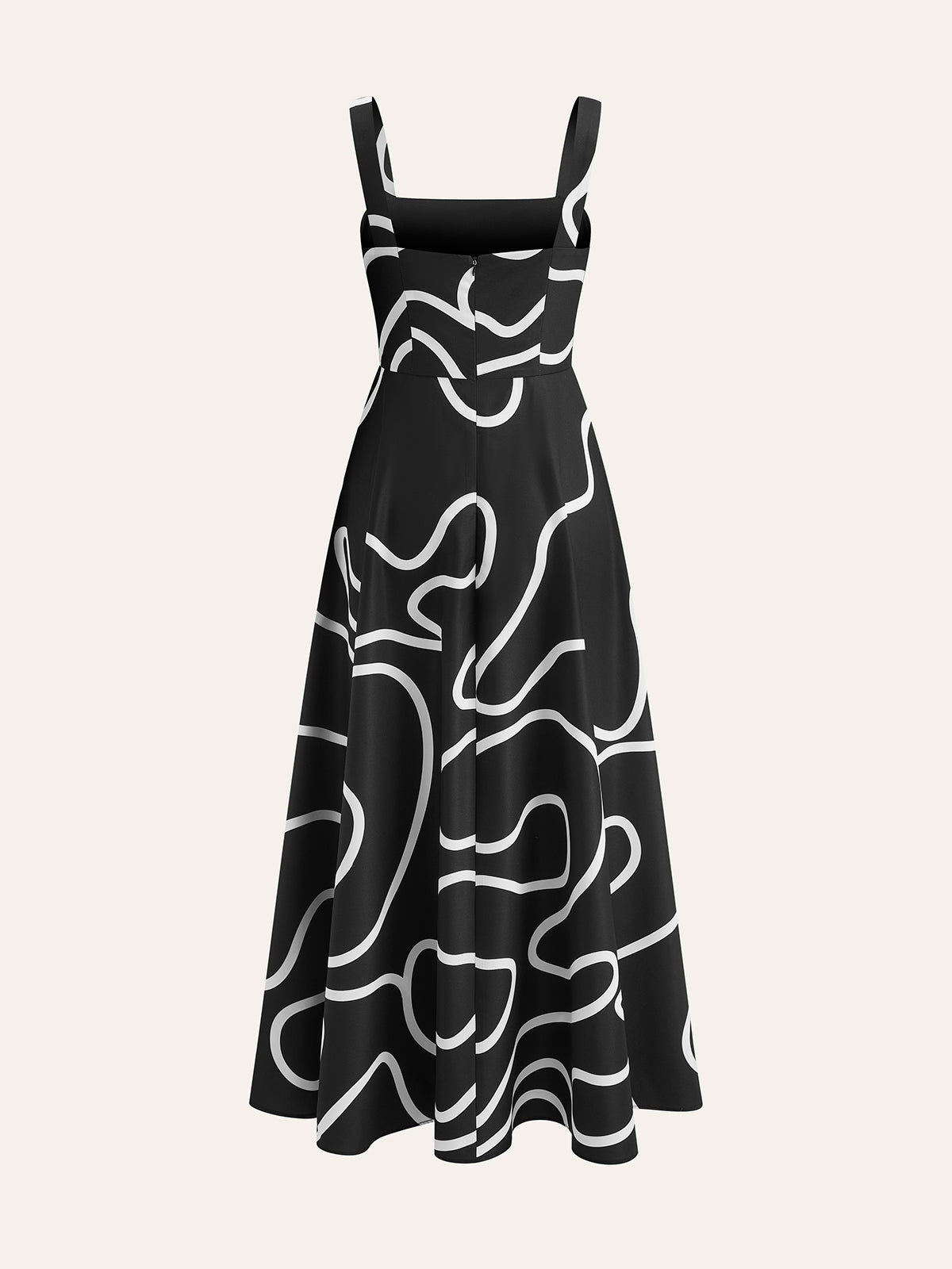 Abstract Line Desenli Square Strap Elbise - Phentora