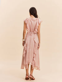 Semi - Sheer Fırfırlı Detaylı Elbise - Phentora