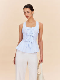 Striped Peplum Üst With Fiyonk Detaylı Details - Phentora