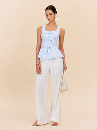 Striped Peplum Üst With Fiyonk Detaylı Details - Phentora