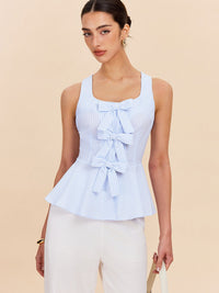 Striped Peplum Üst With Fiyonk Detaylı Details - Phentora