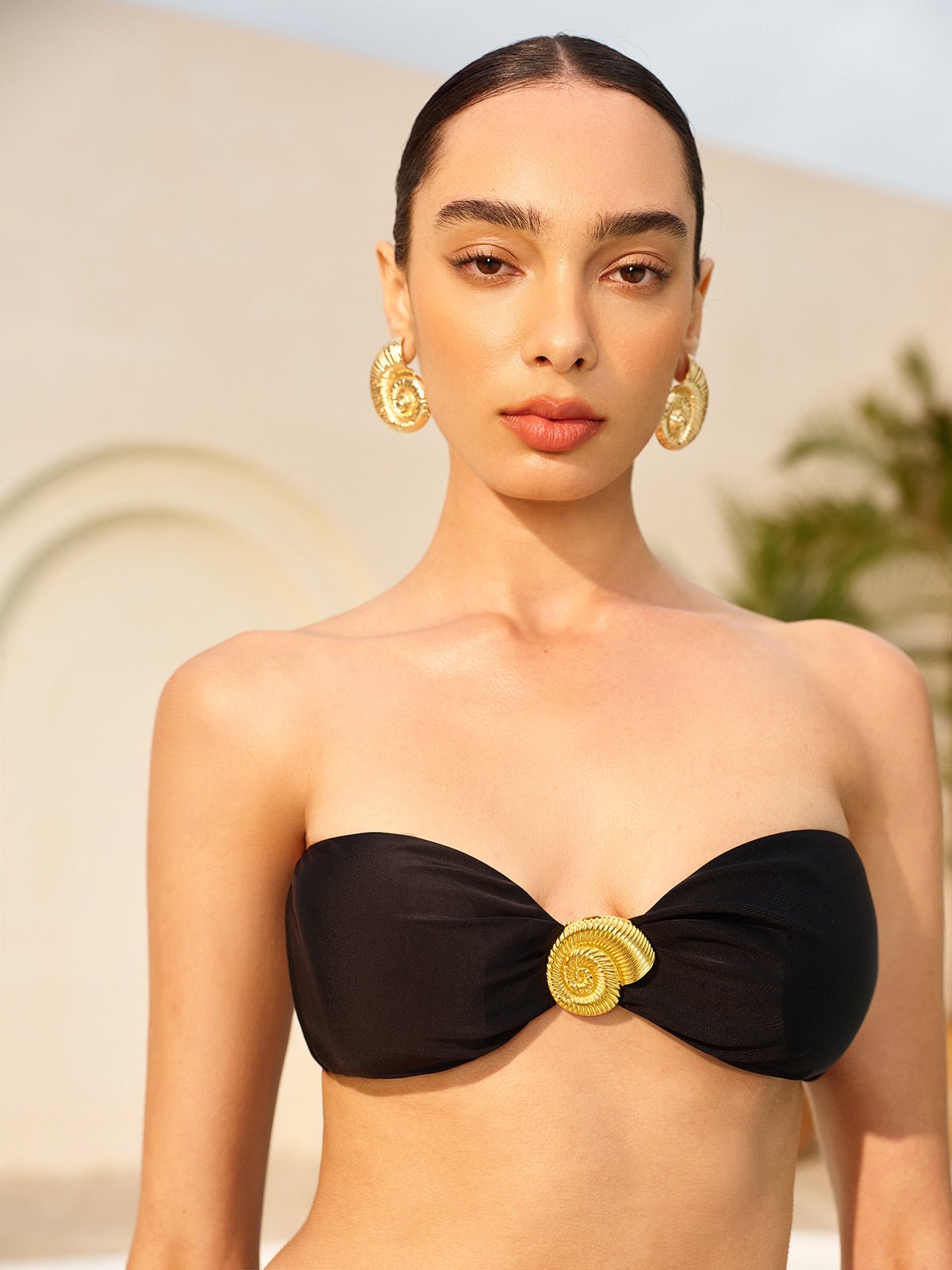 Tüm Takım Bikini Bandeau ve Kabuk Vurgulu Yaz Görünümü İçin Trendy Stil - Phentora