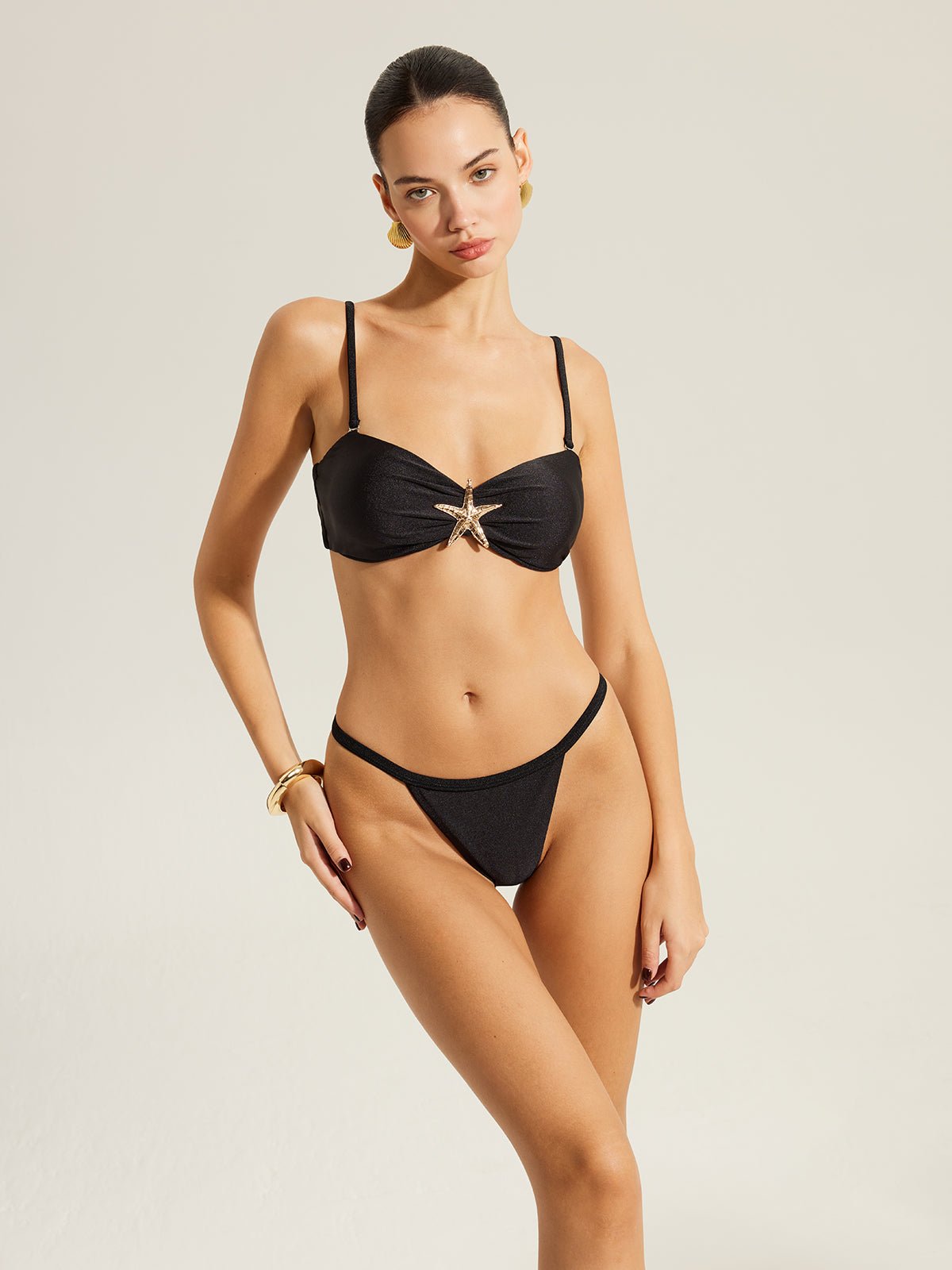 Altın Yıldız Denizkızı Bikini Takımı ve Şık Pareo Etek - Phentora