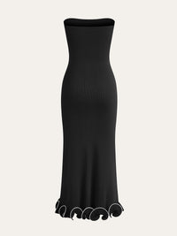 Cold - Shoulder Triko Fırfırlı Elbise - Phentora